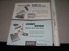 Kilgore 1950s space Mark VI command gun rocket satellite playset robot ad sheet