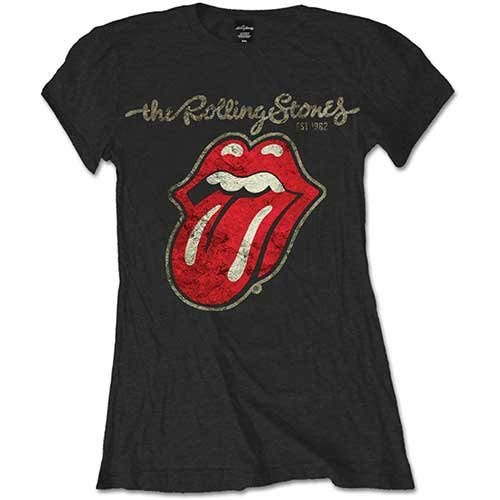 Rolling Stones The Womens Приталенный язычок, облегающий круглый вырез, Короткий рукав