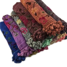 Ladies Cotton Linen Floral Embroidery Scarf Shawls Wraps Muslim Headscarf Winter