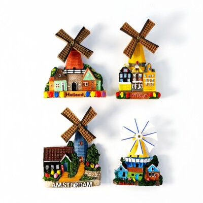 Rotatable Windmill Fridge Magnets Holland Souvenirs Refrigerator Sticker Decor