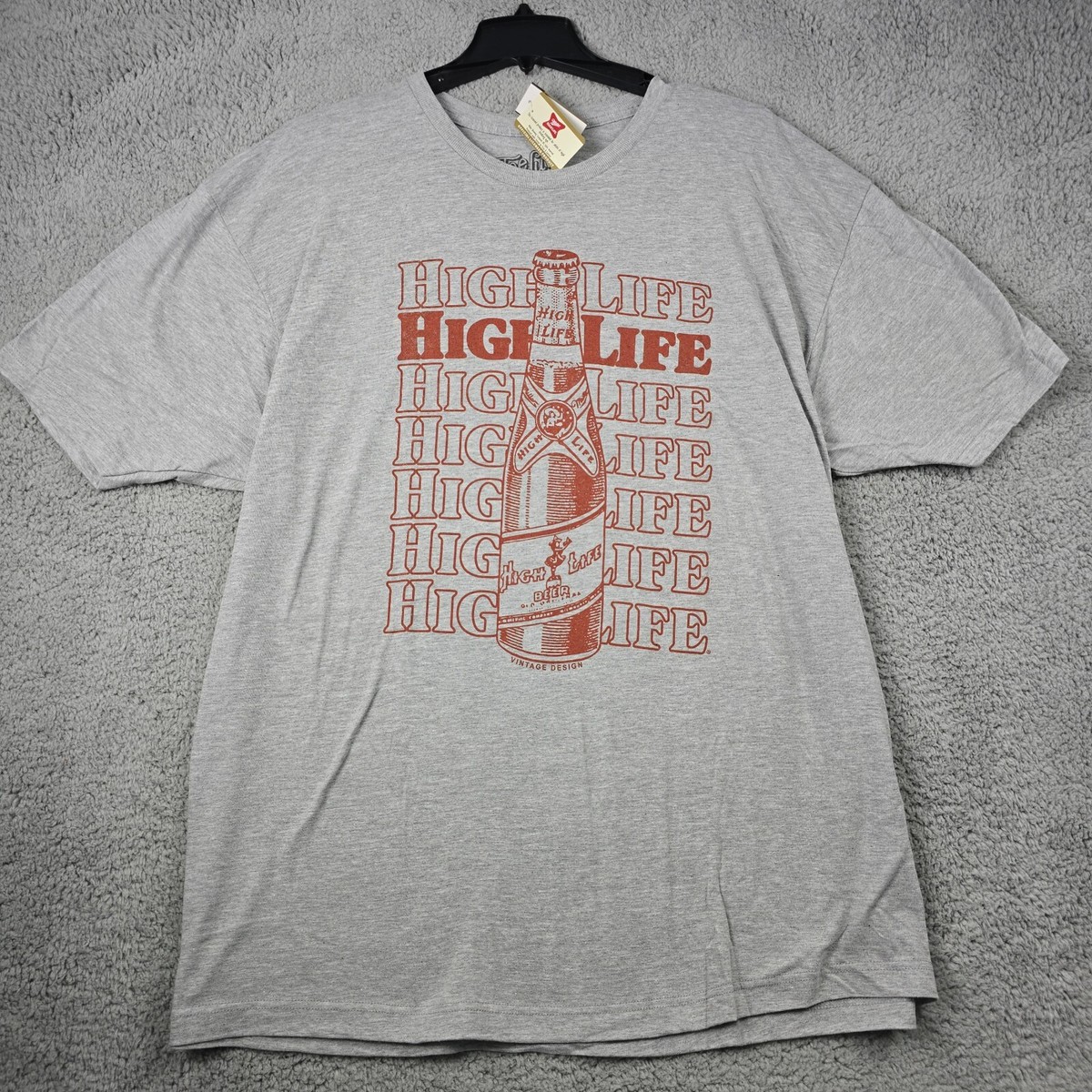 Miller High Life Beer Shirt Mens 3XL XXXL Gray Vintage Label Brew Casual NWT F