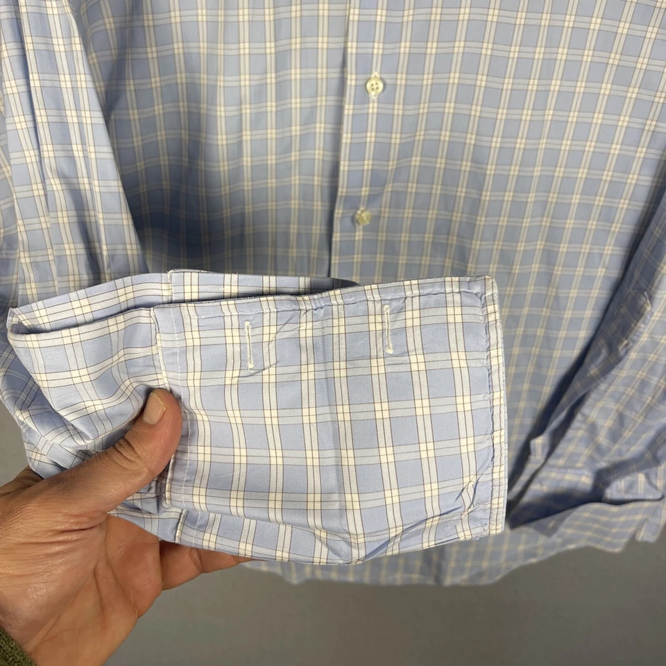 Camisa de Vestir Brooks Brothers 15.5-34 Azul Tela Italiana a Cuadros Hecha en EE. UU. Foto 3 de 4