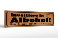 Holzschild Spruch 46X10 Cm Investiere In Alkohol Holz Deko Schild