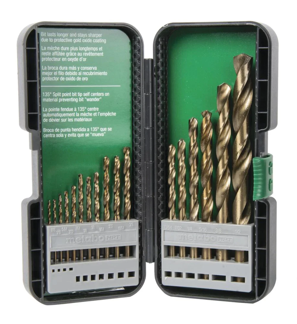 Metabo HPT 115136M Gold Oxide Twist Drill Bit Set 17 Piece New