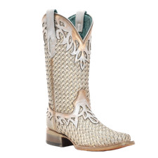 Corral Ladies Woven Overlay White Glitter Western Boots A4524