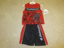 Transformers Optimus Prime Red Sleeveless Shirt Shorts 2 piece Outfit 5 NWT NEW