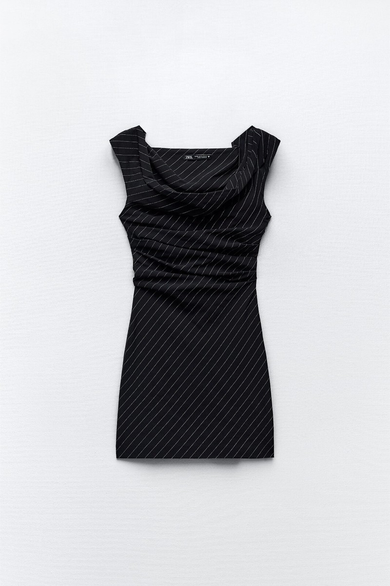 NWT Zara Size L Black / White Pinstripe Mini Dress 8342/246 NWT Zara Size L Black / White Pinstripe Mini Dress 8342/246