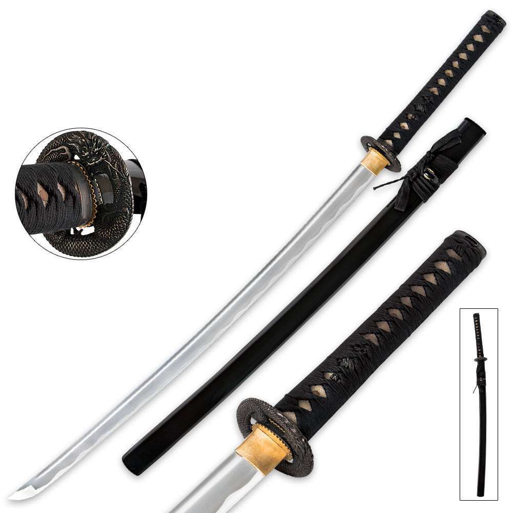 Black Dragon Warrior Katana Ninja Sword Knife Battle Ready Full Tang 3067 40" OA