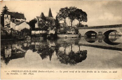 Old postcard Preuilly-sur-Claise Pont Neuf - Right bank of the Claise - Mill (1414485)