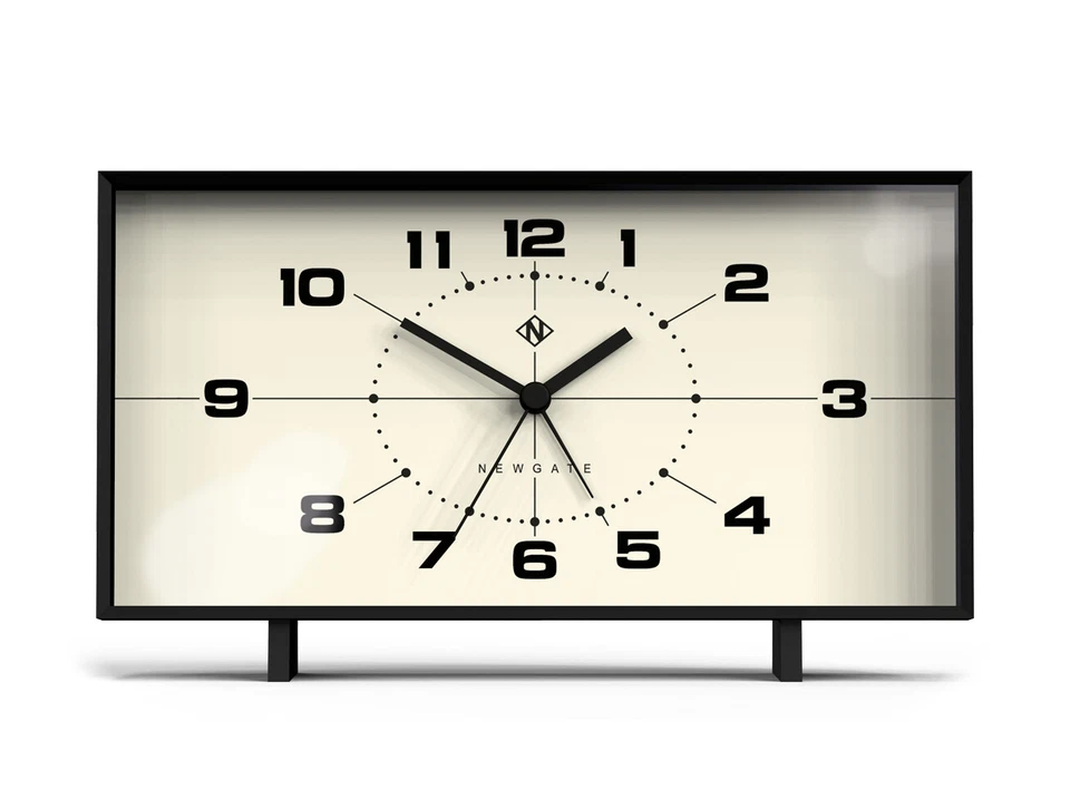 Newgate® - Wideboy Alarm Clock Black Retro Cream Arabic Dial Silent Quartz - Image 1 of 4