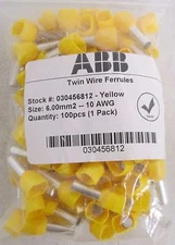 ABB Entrelec 030456812 Twin-Wire Ferrule 6MM2 10AWG (Lot of 100)