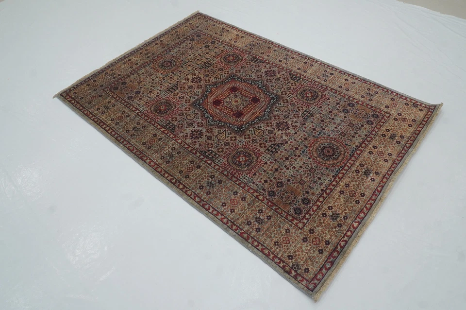 4 x 6 ft Gray  Mamluk Afghan Hand Knotted Medallion Area Rug - Image 3 of 4