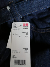 New Uniqlo Women Size 30 Jeans Relax Fit Tapered High Rise Dark Wash Blue Soft