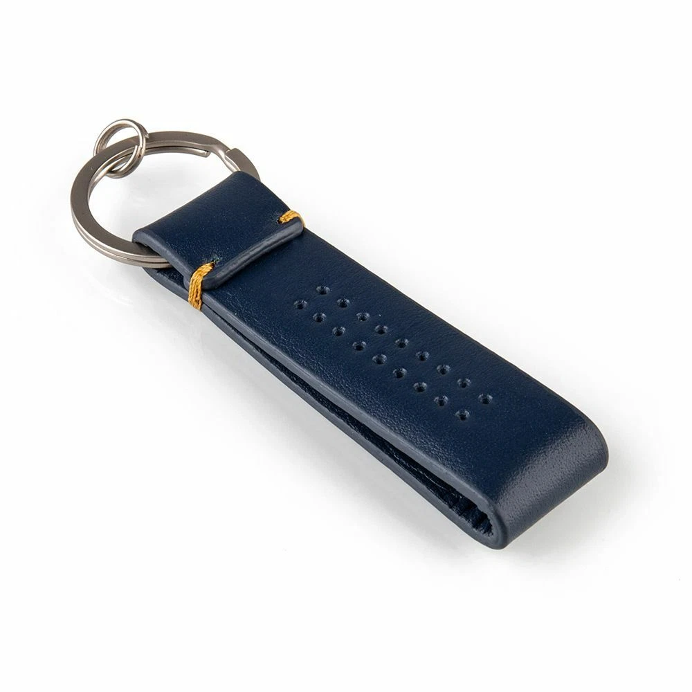 Land Rover Perforated Leather Loop Keyring Navy eBay