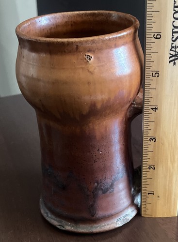 Handmade Pottery Coffee Tea MUG 6.25” 12oz. Vintage 78’ Brown SIGNED - Picture 6 of 8