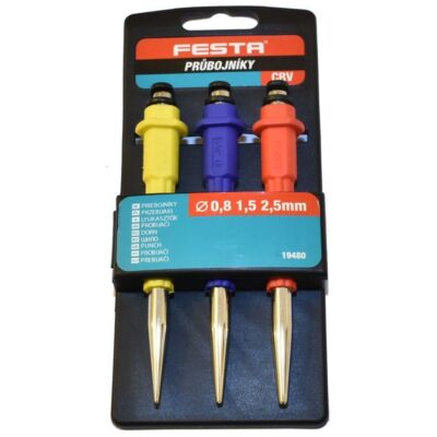 FESTA Nagelstanzer-Set (0,8 mm, 1,5 mm, 2,5 mm) metrische Stempel in Kunststoffbox