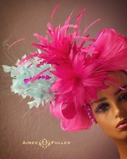 Kentucky Derby Hat Hot Pink Silk Bow Mint Royal Ascot Fascinator Del Mar Hat