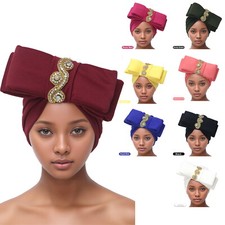Bowknot Ethnic African Women Turban Cap Nigerian Auto Gele Headtie Head Wrap Hat