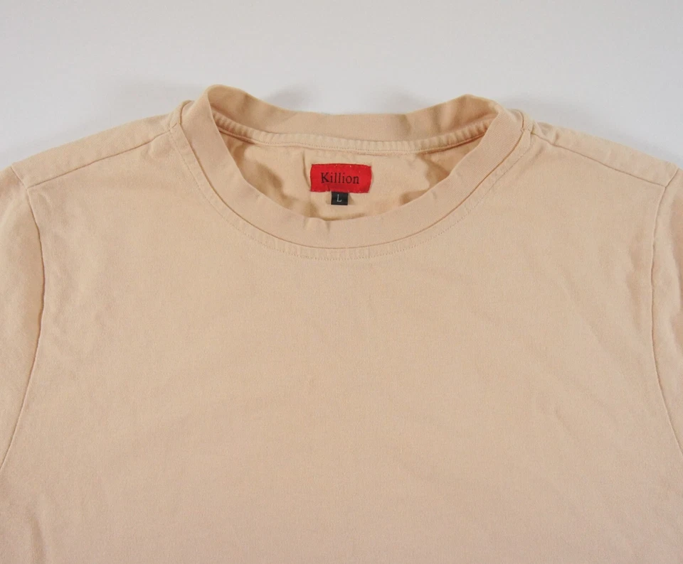 Killion Shirt Mens Large Beige Short Sleeve Crewneck Blank Tee Heavy Streetwear - Image 2 of 4