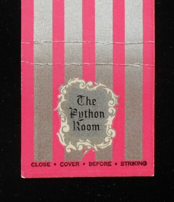 1940s The Python Room 75 William St. NYC NY Matchbook New York | eBay