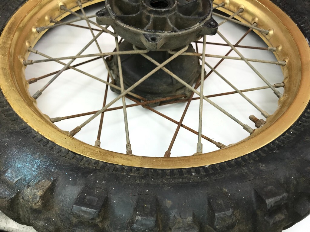 86 87 Yamaha YZ 125 YZ125 OEM Gold Rear Wheel Rim Hub Spokes