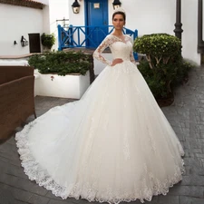 Elegant Wedding Dresses With Jacket 2 In 1 Applique Lace Up A-line Ball Gowns