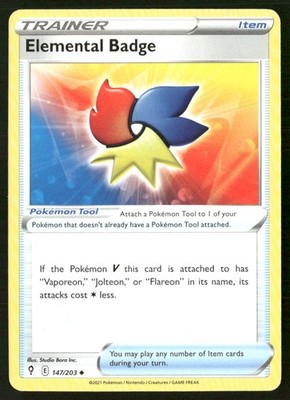 Elemental Badge 147/203 Uncommon Evolving Skies Pokemon Damaged
