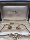 New ListingTrifari Vintage Jewelry Set Necklace & Earrings Gold Tone Pear Crystal Fashion