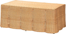 Handwoven Rattan Coffee Table - Coastal Boho Accent for Living Room  Patio