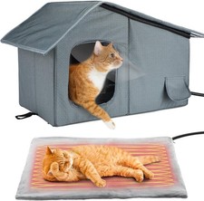 Weatherproof Heated Cat Houses Outdoor Cats Insulated Cat Shelter Winter W/