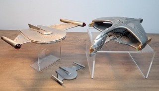 FRANKLIN MINT 'STAR TREK' ROMULAN BIRD OF PREY / ROMULAN BATTLE CRUISER RARE !!!