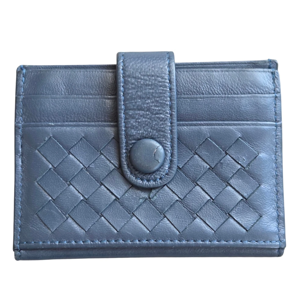 Cartera Tarjetero Bottega Veneta Cuero Azul Hecha en Italia Foto 3 de 4