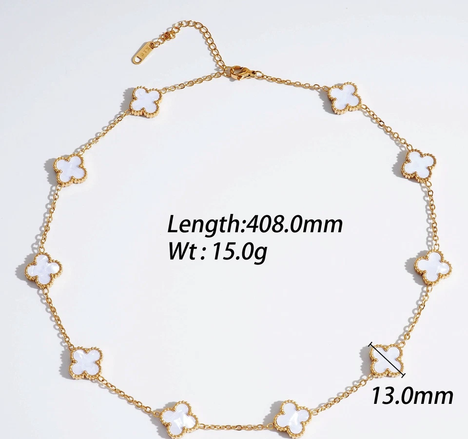 Elegante 4-blättrige Kleeblatt Halsketten mit 5 oder 10 Blumen, 40,8 cm lang - Bild 4 von 4