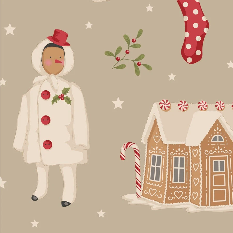 Quilting Patchwork Fabric TILDA Merry Little Christmas Winterfriends Clay 50x... - image 3 of 4