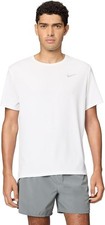 Nike Men's Miler Dri-FIT T-Shirts LARGE UV Short-Sleeve Running Top White/Silver