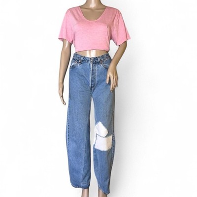 Vintage Levi s 501 Made in USA Reworked Jeans Wide Leg Panel Patchwork #65010193