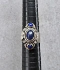 Vtg Sterling Lapis Poison Ring  Compartment Sz 9 Adjustable Mexico Silver 14g