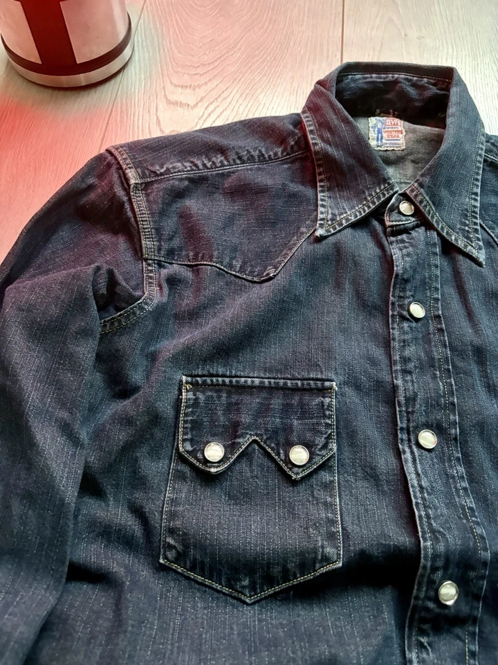 Levi's Vintage Clothing LVC BIG E Denim Western Shirt Size M 1950s - Image 4 of 4