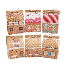 SULOLI 24 Pcs Christmas Kraft Paper Gift Boxes, Xmas Candy House Style Goodie...