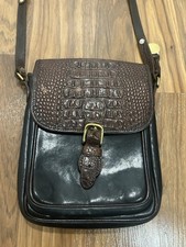 Brahmin Crocodile Embossed Black Tuscan Leather Shoulder Purse Crosbody Vintage