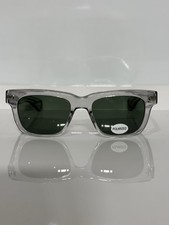 Garrett Leight Chunky Crystal Gray Acetate Custom Polarized G15 Green Sunglasses