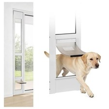 Sliding Glass Door Pet Door Insert Small Dog Cat 77 5/8-81" Adjustable White