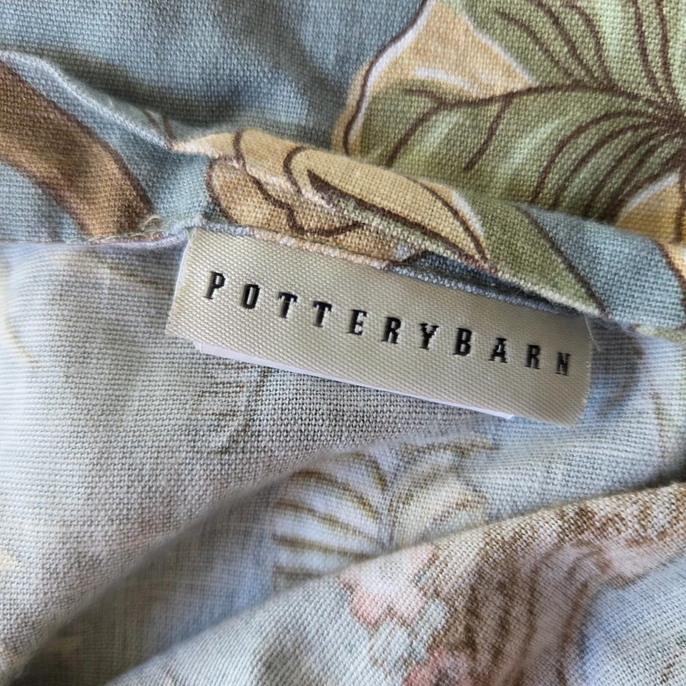 Almohada estándar Pottery Barn farsa azul tostado jacobeo floral lino mezcla de algodón Foto 3 de 4