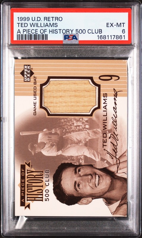 1999 UD RETRO A PIECE OF HISTORY 500 CLUB TED WILLIAMS PSA 6