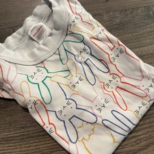 Hanna Andersson Kids Organic Cotton Rainbow Bunny Pajama Top Size 150 US 12