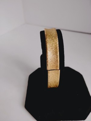 Vintage Whiting Davis Matte Brushed Goldtone Hinged Bangle Bracelet 7'' Signed