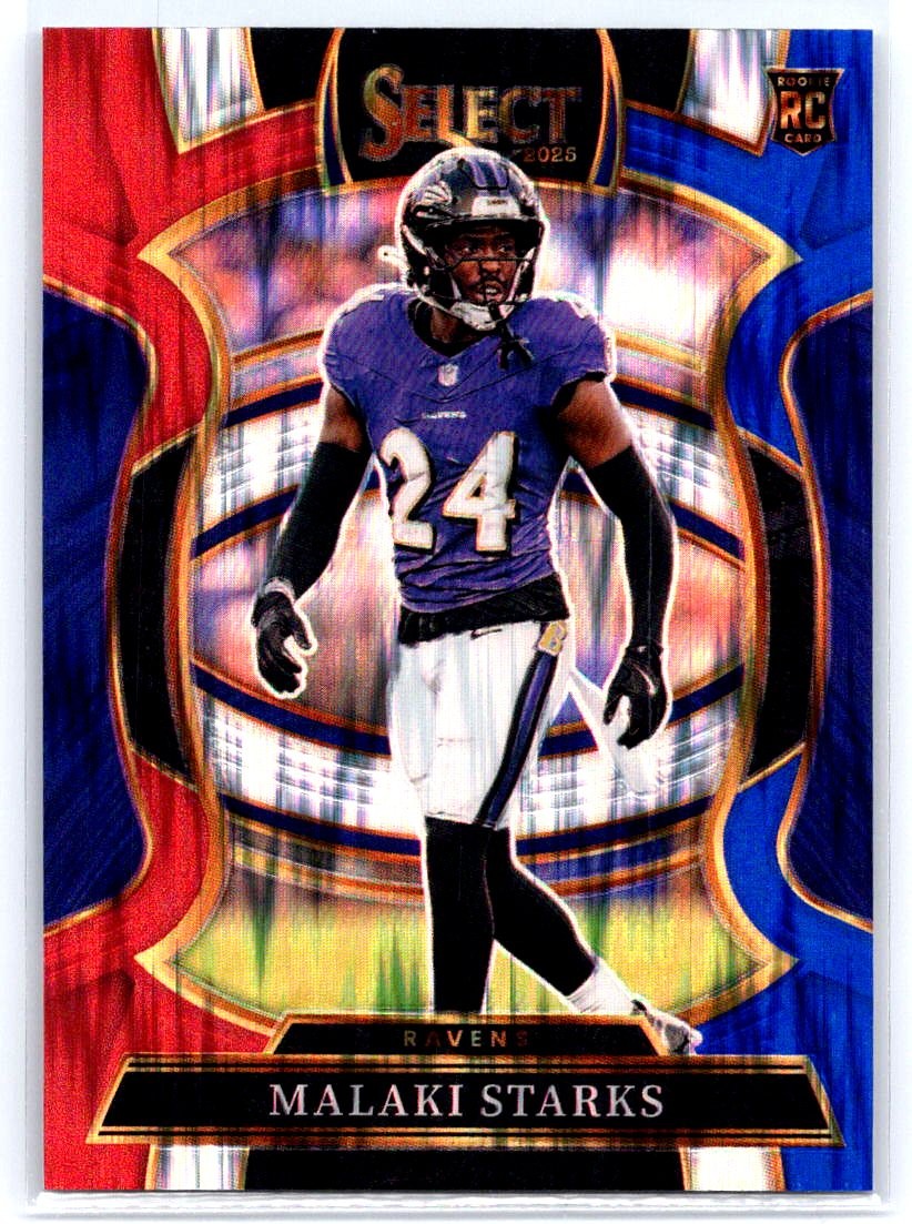2025 Panini Select #61 Malaki Starks Red and Blue Prizm Shock