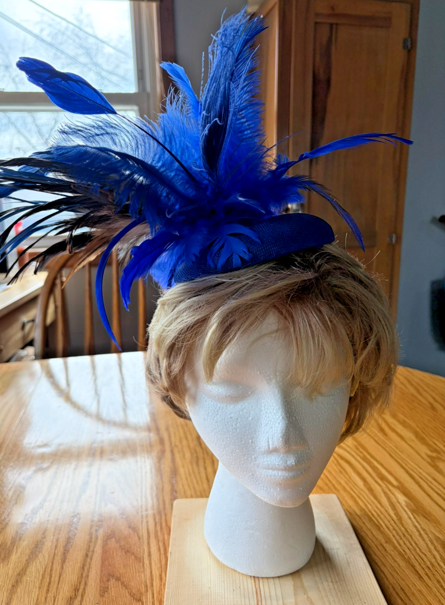Kentucky Derby Style Fascinator Headband - Medium Blue  display picture 3