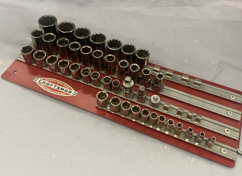40+ Craftsman 1/4" , 3/8", 1/2", Socket Set w Rack! USA, Metric LOOK! M0643