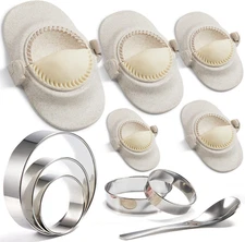 6-Inch Extra Large Dumpling Maker Set with Dough Cutter and 5 Sizes
